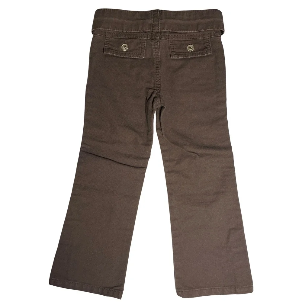 Old Navy Toddler Girls Brown Cargo Pants Size 4T Cotton Twill Satin Tie Waist